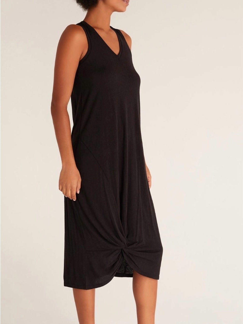 Z Supply Dark Gray  Sleeveless V-Neck Maxi Dress with Front Knot size Small
